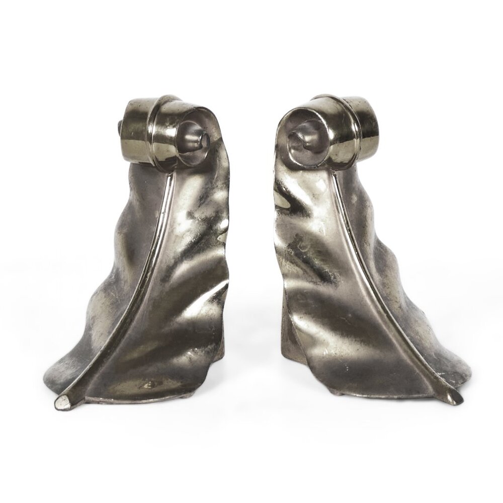 Vintage Neoclassical Acanthus Leaf-Shaped Bookends